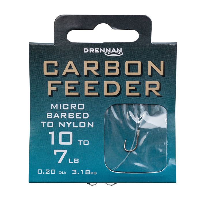 Drennan Carbon Feeder methode leader micro barbless kabliukas + lynas 8 vnt. skaidrus HNCFDM014 2