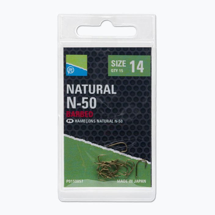 Preston Innovations Natural N-50 15 vienetų auksinių žvejybos kabliukų P0150057 3