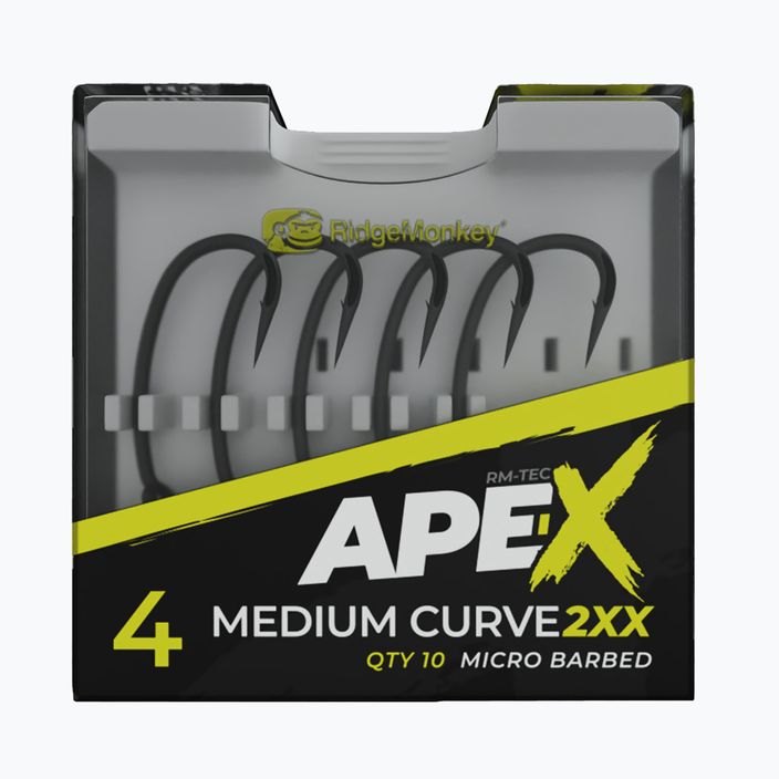 RidgeMonkey Ape-X Medium Curve 2XX Barbed grey RMT256 kabliukai 2