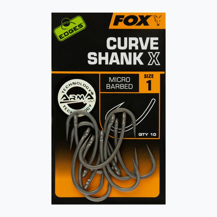 Fox International Edges Curve Shank X karpiniai kabliukai pilkos spalvos CHK223 2