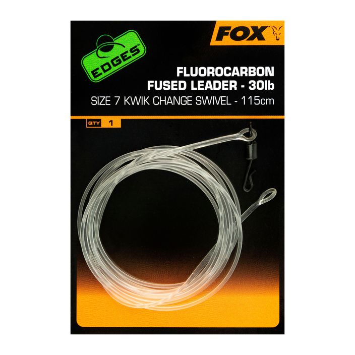 Fox International Fluorokarbono pavadėlis karpiams Fused Leader 30 lb - Kwik Change Swivel 115 cm skaidrus CAC717 2