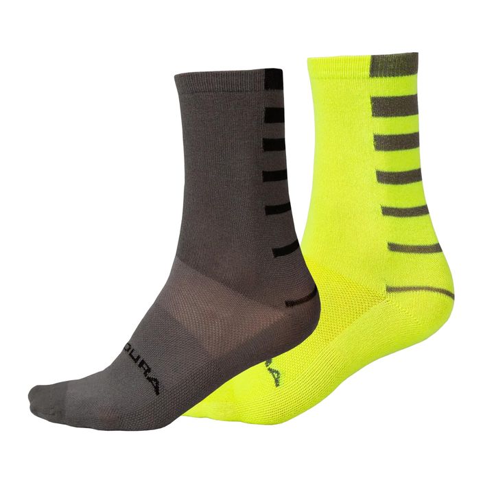 Vyriškos dviračių kojinės Endura Coolmax Stripe 2-pak hi-viz yellow/grey 2