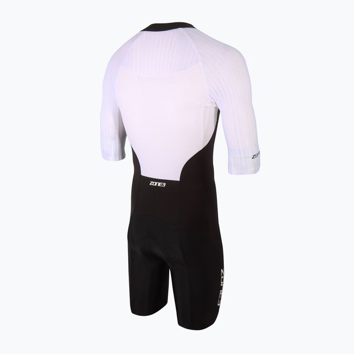 Vyriškas triatlono kombinezonas ZONE3 Lava Long Distance Full Zip Aero Suit black/white/red 2