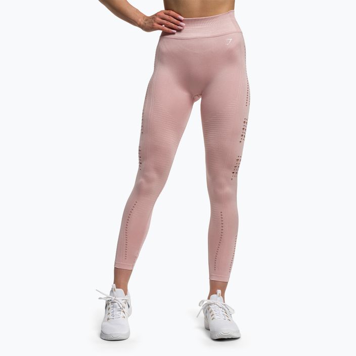 Moteriškos treniruočių tamprės Gymshark Flawless Shine Seamless pink/white