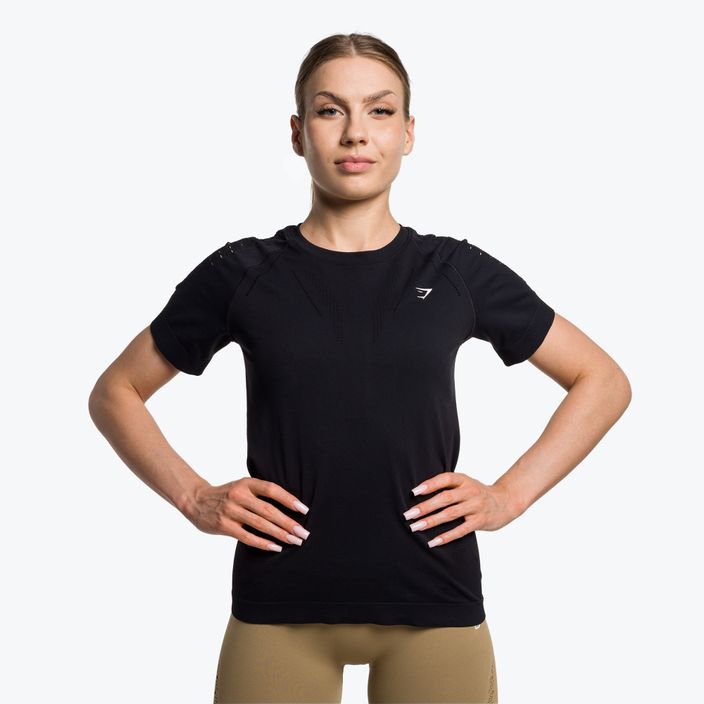 Moteriški treniruočių marškinėliai Gymshark Energy Seamless black