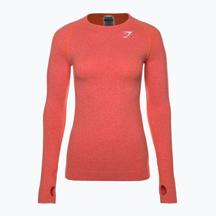 Moteriška treniruočių viršutinė dalis ilgomis rankovėmis "Gymshark Vital Seamless Top" raudona/oranžinė/balta 5