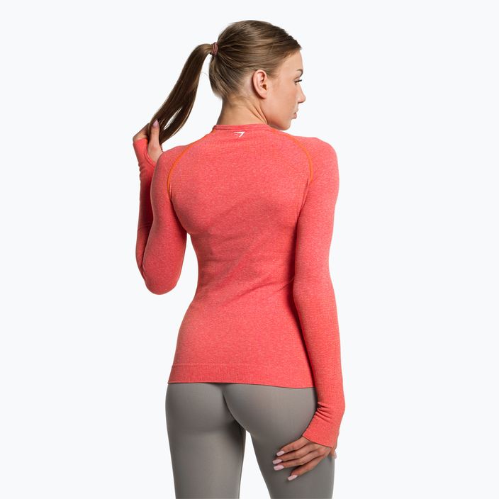 Moteriška treniruočių viršutinė dalis ilgomis rankovėmis "Gymshark Vital Seamless Top" raudona/oranžinė/balta 3