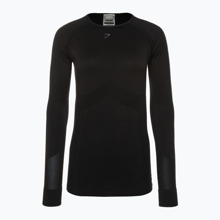 Moterų treniruočių marškinėliai ilgomis rankovėmis Gymshark Flex Top black 6