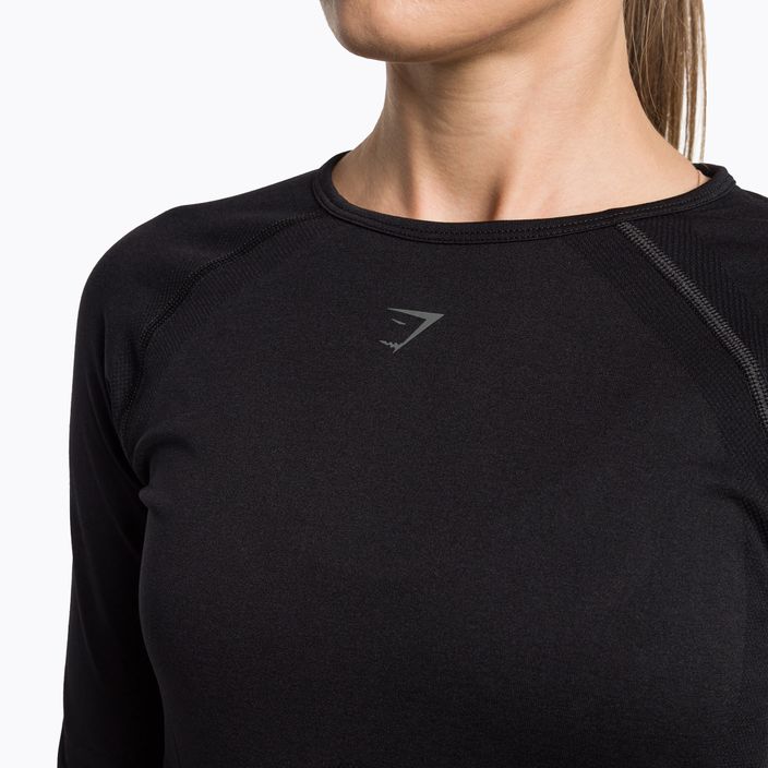 Moterų treniruočių marškinėliai ilgomis rankovėmis Gymshark Flex Top black 4