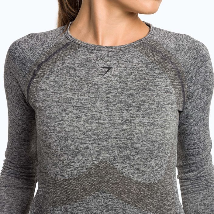Moterų treniruočių marškinėliai ilgomis rankovėmis Gymshark Flex Top charcoal grey marl 4