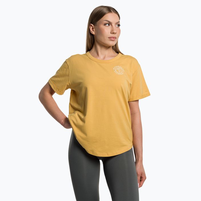 Moteriški treniruočių marškinėliai Gymshark GFX Legacy Tee yellow/white
