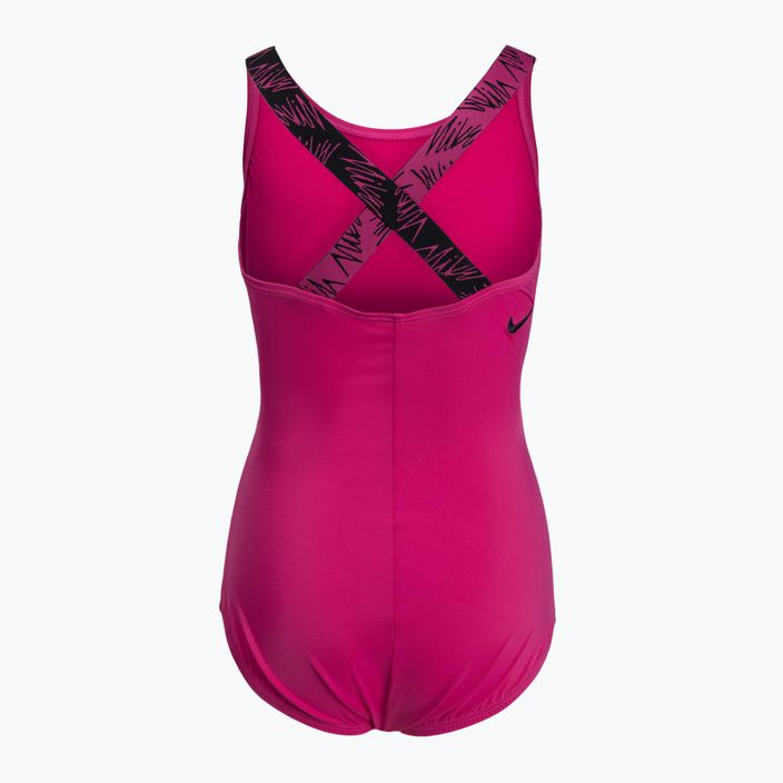 Nike Crossback rožinės spalvos vientisas vaikiškas maudymosi kostiumėlis NESSC727-672 2
