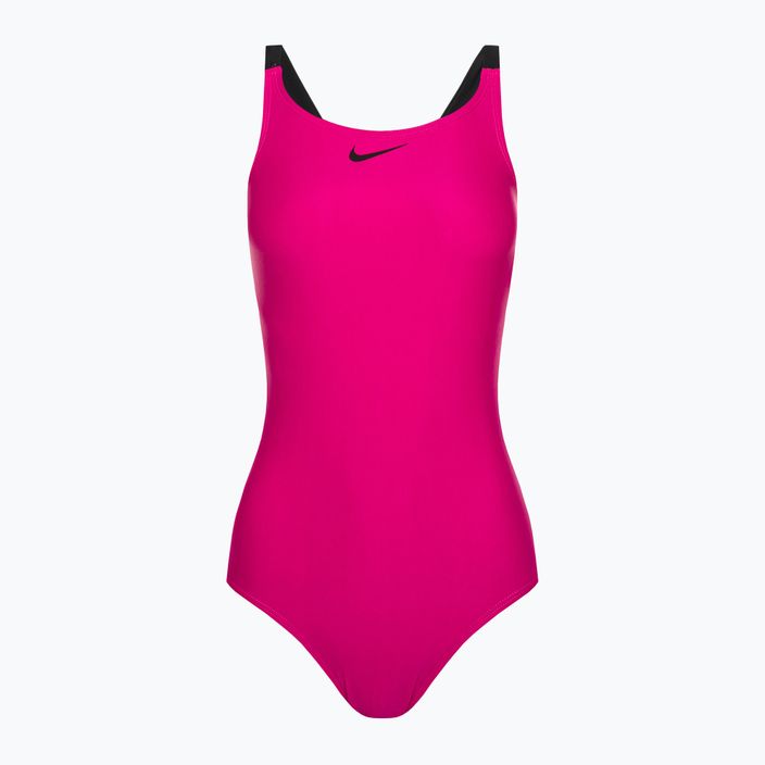 Moteriškas vientisas maudymosi kostiumėlis Nike Logo Tape Fastback pink NESSB130-672