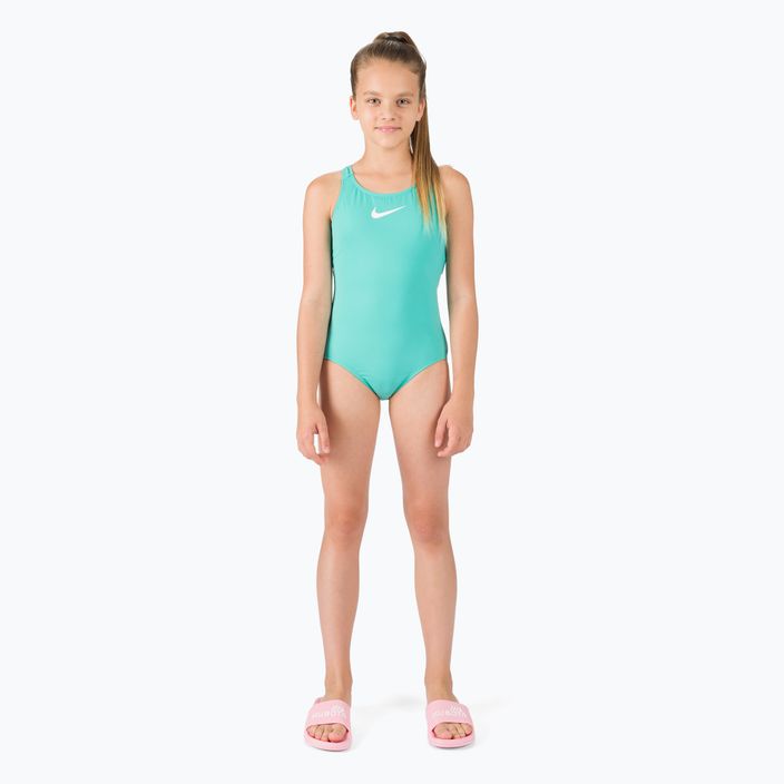 Nike Essential Racerback vaikiškas vientisas maudymosi kostiumėlis žalias NESSB711-339 2