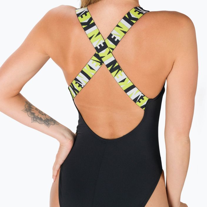 Moteriškas vientisas maudymosi kostiumėlis Nike Logo Tape Crossback black NESSC262-001 5