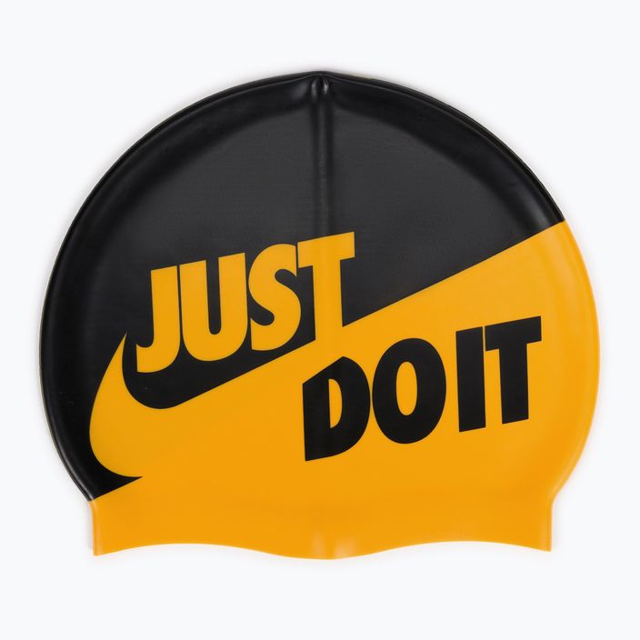 Nike JDI plaukimo kepurė su užrašu juoda ir geltona NESS9164-704