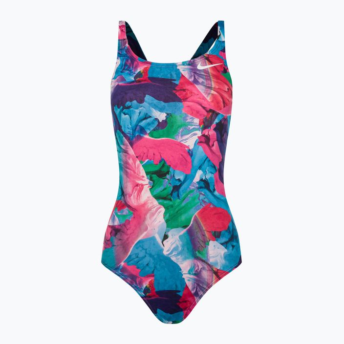 Moteriškas vientisas maudymosi kostiumėlis Nike Multiple Print Fastback purpurinės spalvos NESSC010-593
