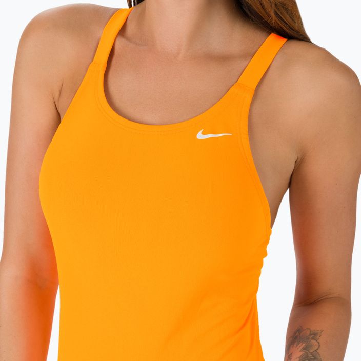 Nike Hydrastrong Solid Fastback moteriškas vientisas maudymosi kostiumėlis oranžinis NESSA001-825 4
