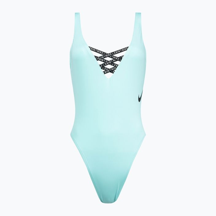 Nike Sneakerkini U-Back moteriškas vientisas maudymosi kostiumėlis šviesiai mėlynas NESSC254-437