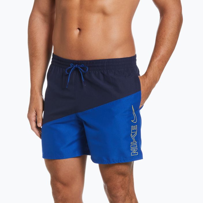 Vyriški "Nike Block Swoosh 5" Volley" maudymosi šortai tamsiai mėlyni NESSC492-494 3