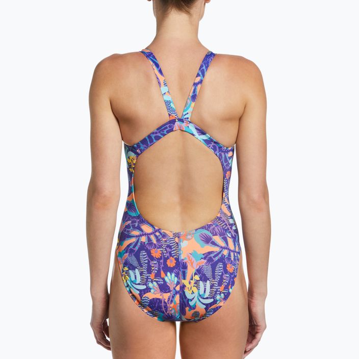 Moteriškas vientisas maudymosi kostiumėlis Nike Multiple Print Fastback purpurinės spalvos NESSC050-593 7