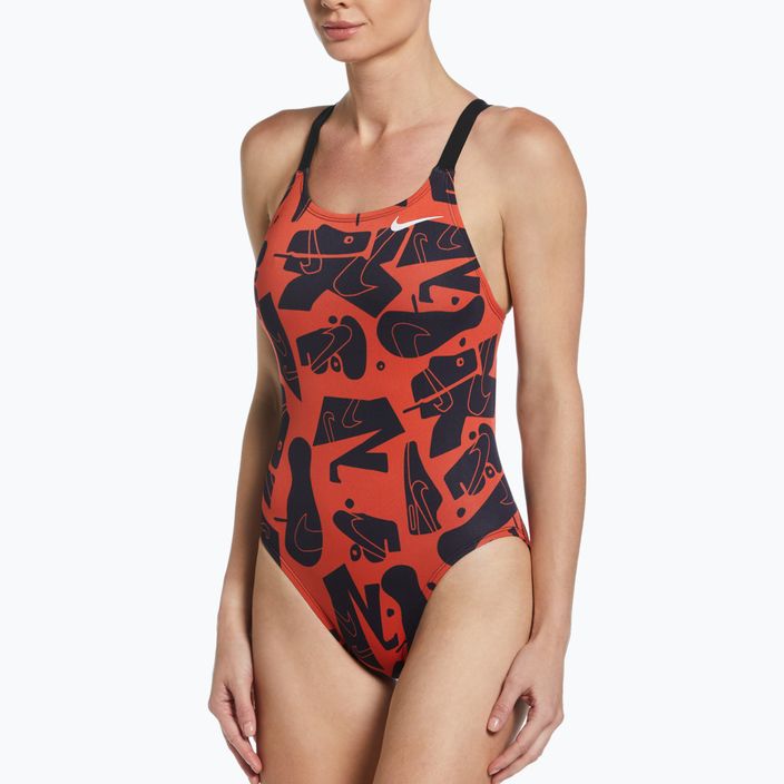 Moteriškas vientisas maudymosi kostiumėlis Nike Multiple Print Fastback orange NESSC050-631 6