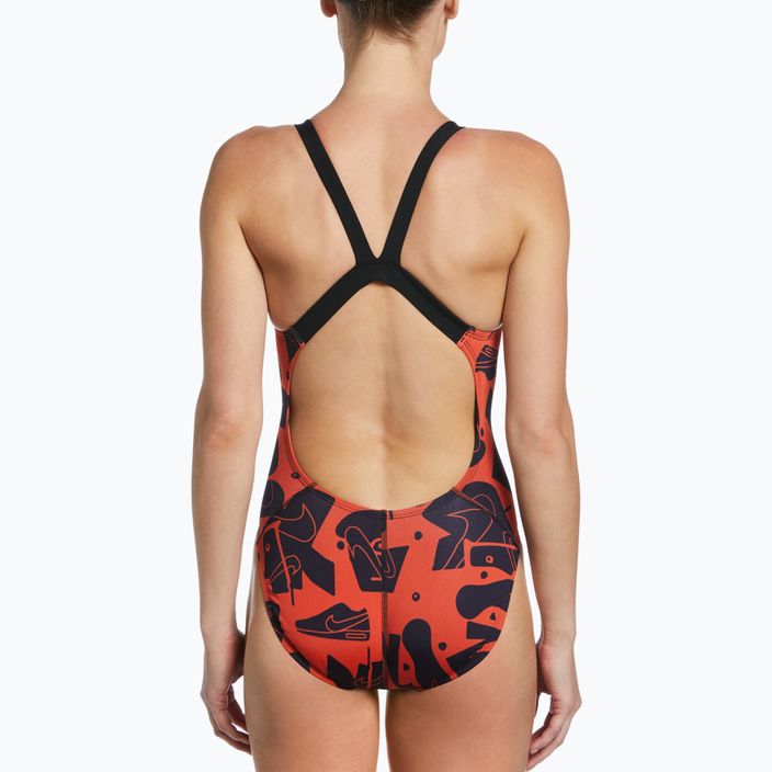 Moteriškas vientisas maudymosi kostiumėlis Nike Multiple Print Fastback orange NESSC050-631 7