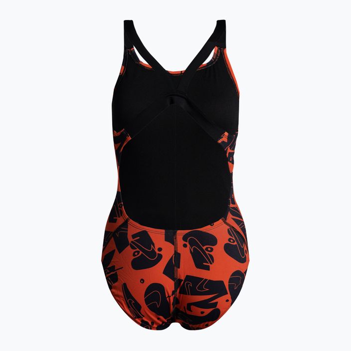 Moteriškas vientisas maudymosi kostiumėlis Nike Multiple Print Fastback orange NESSC050-631 2