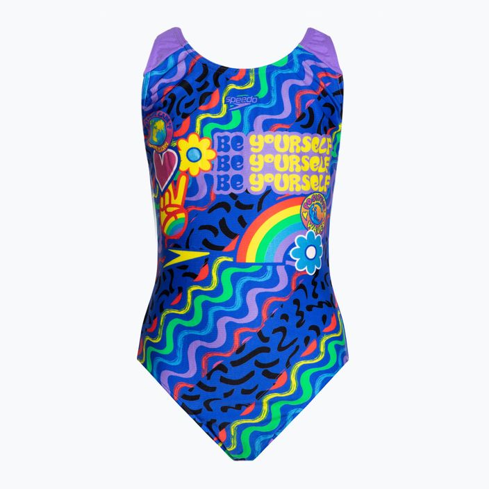 Speedo Digital Placement Splashback vaikiškas vientisas maudymosi kostiumėlis mėlynos ir violetinės spalvos 8-00262514737