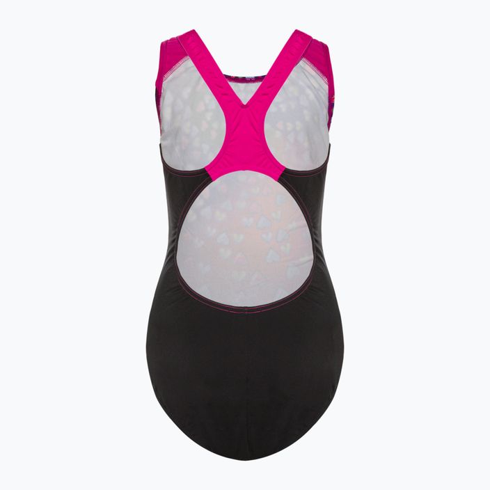 Speedo Digital Placement Splashback vaikiškas vientisas maudymosi kostiumėlis juoda ir rožinė 8-00262514738 2