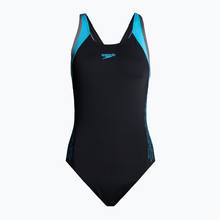 Speedo Hyperboom Splice Flyback moteriškas vientisas maudymosi kostiumėlis juodas 8-00305015160
