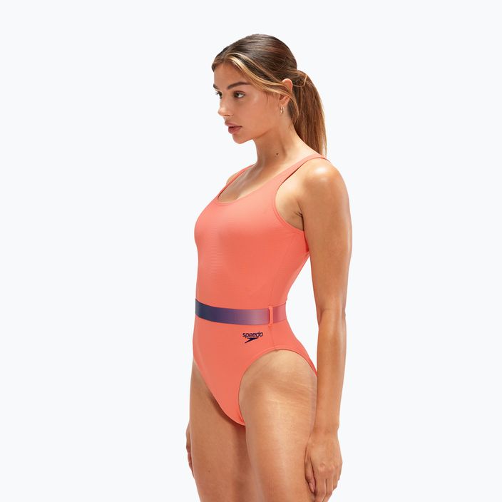 Speedo moteriškas vientisas maudymosi kostiumėlis su diržu Deep U-Back oranžinis 8-00307415485 5