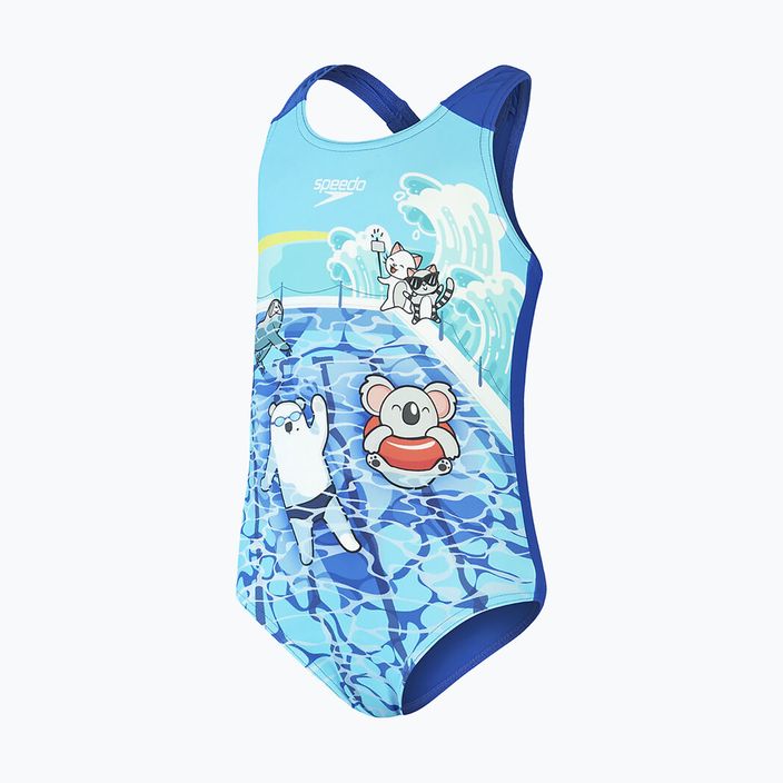 Speedo vaikiškas vientisas maudymosi kostiumėlis Skaitmeninis margintas maudymosi kostiumėlis mėlynas 8-0797015161 3