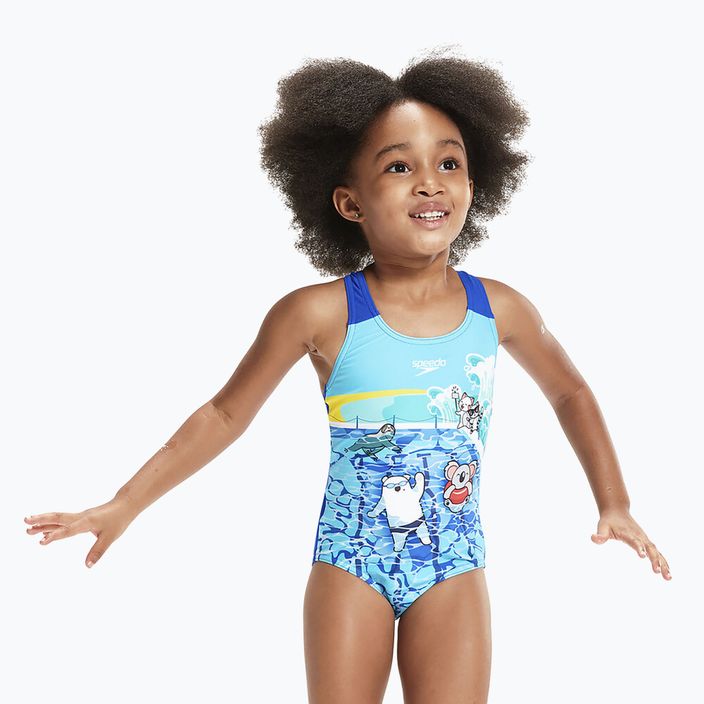Speedo vaikiškas vientisas maudymosi kostiumėlis Skaitmeninis margintas maudymosi kostiumėlis mėlynas 8-0797015161 4