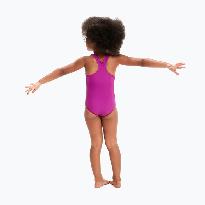 Speedo skaitmeniniu raštu margintas vaikiškas vientisas maudymosi kostiumėlis rausvai violetinės spalvos 8-0797015162 5