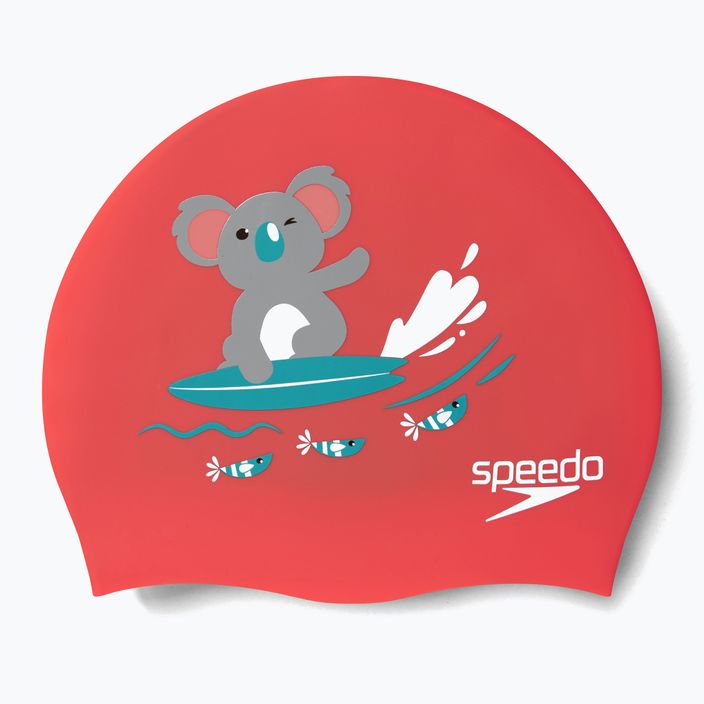 Speedo Printed Silicone Junior vaikiška plaukimo kepuraitė raudona 8-0838614635 3