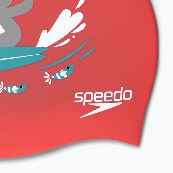 Speedo Printed Silicone Junior vaikiška plaukimo kepuraitė raudona 8-0838614635 4