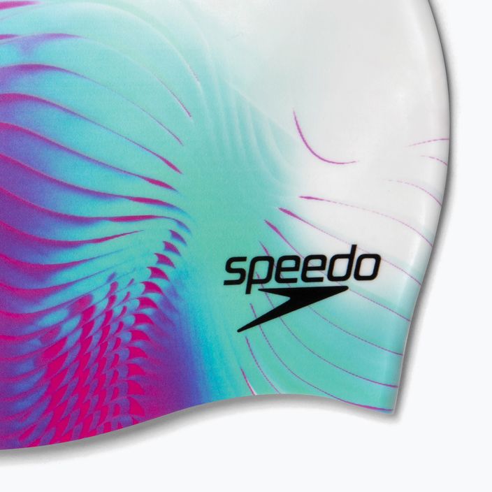 Speedo skaitmeninė spausdinta balta ir violetinė plaukimo kepuraitė 8-1352414649 4