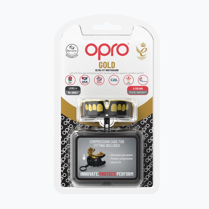 "Opro Gold GEN5" juoda / auksinė žandikaulių apsauga 2