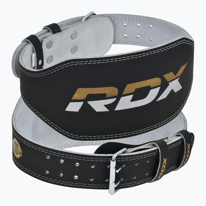 Svorio kilnojmo diržas RDX Belt 6" Leather black/gold 7