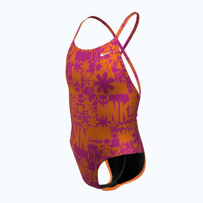 Vaikiškas vientisas plaukimo kostiumas Nike Hydrastrong Lace Up Back total orange 3