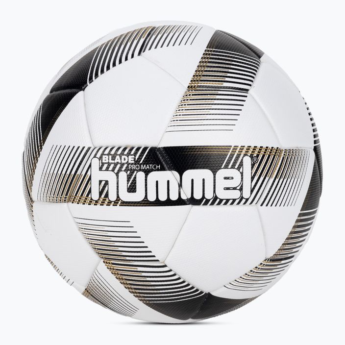Hummel Blade Pro Match FB futbolo kamuolys baltas/juodas/auksinis 5 dydis