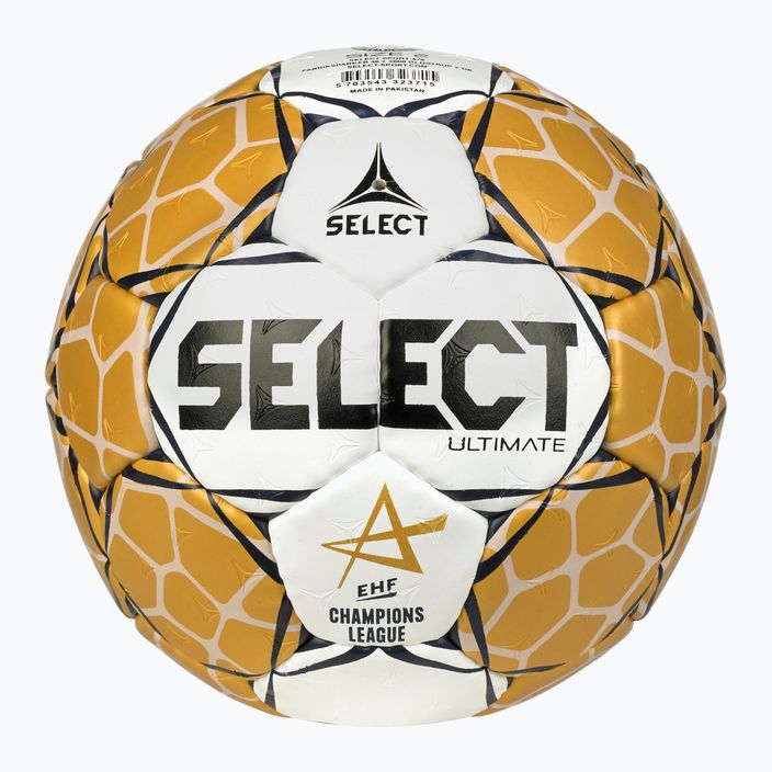 SELECT Ultimate LM v23 EHF oficialus baltos/auksinės spalvos rankinio kamuolys, dydis 3 2