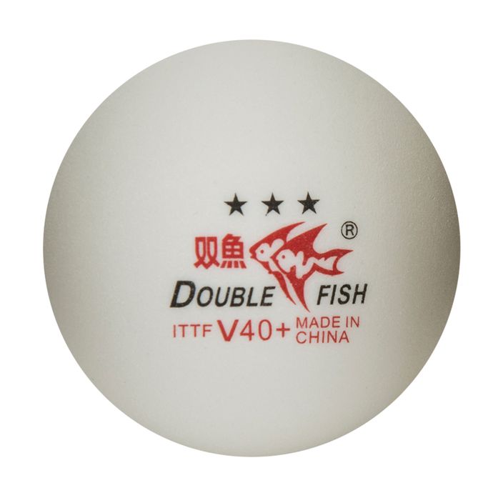 Stalo teniso kamuoliukai Double Fish 40+3 stars 10 vnt. white 2