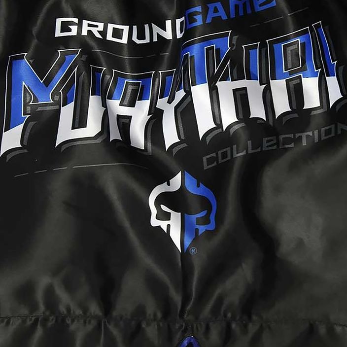 Ground Game Muay Thai vyriški treniruočių šortai "Shield", juodi/mėlyni 7