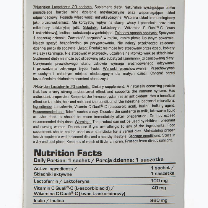 Laktoferinas 7Nutrition 90% 100 mg 20 paketėlių 2