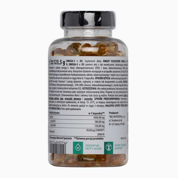 Omega 3 + D3 Trec riebalų rūgštys 90 kapsulių TRE/930 2