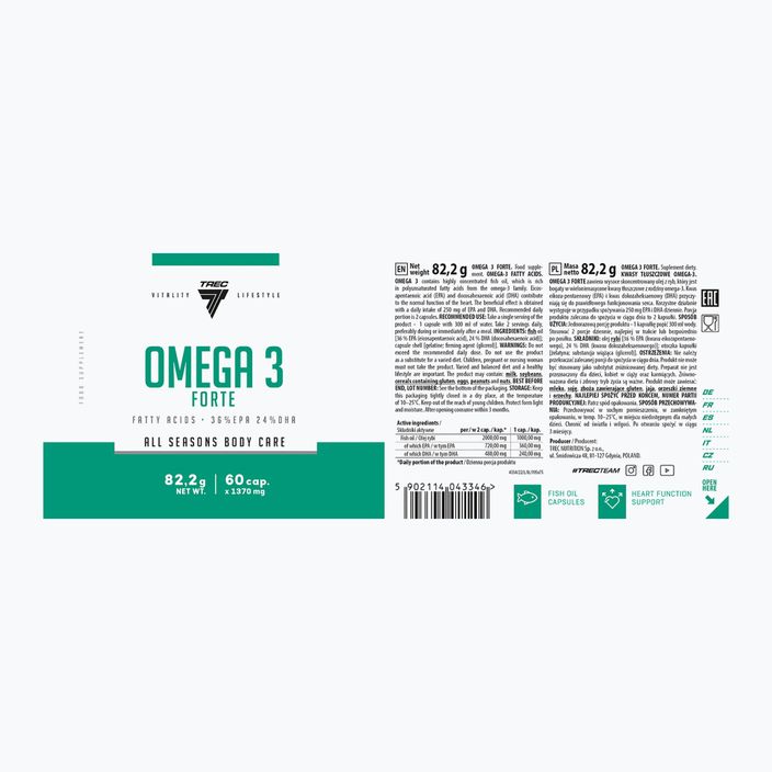 Omega-3 Forte Trec Vitality 60 kapsulių 2