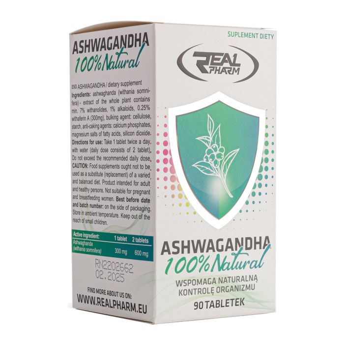 Ashwaganda 100% Real Pharm efektyvumas 90 tablečių 707437
