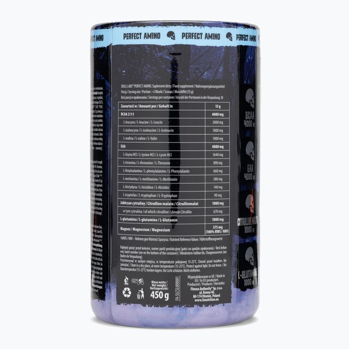 Aminorūgštys Fitness Authority Skull Labs Perfect Amino 450 g blackberry/pineapple 2